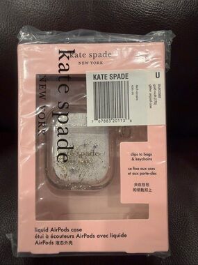 kate spade Pink Liquid AirPods Case with Gold Flakes